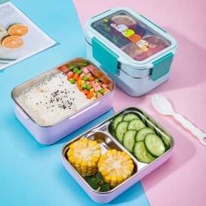 Portable Stainless Steel Lunch Box Double Layer for Kids